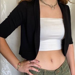 Cable and Gauge small black crop Cardigan